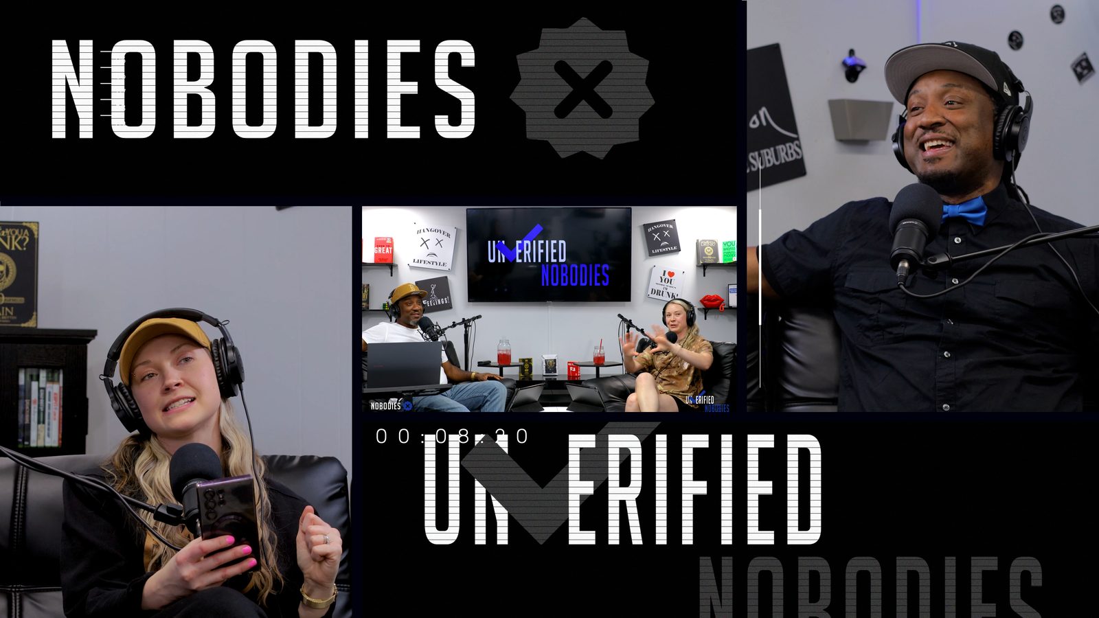 Unverified Nobodies podcast recording session at Gamble Studios
